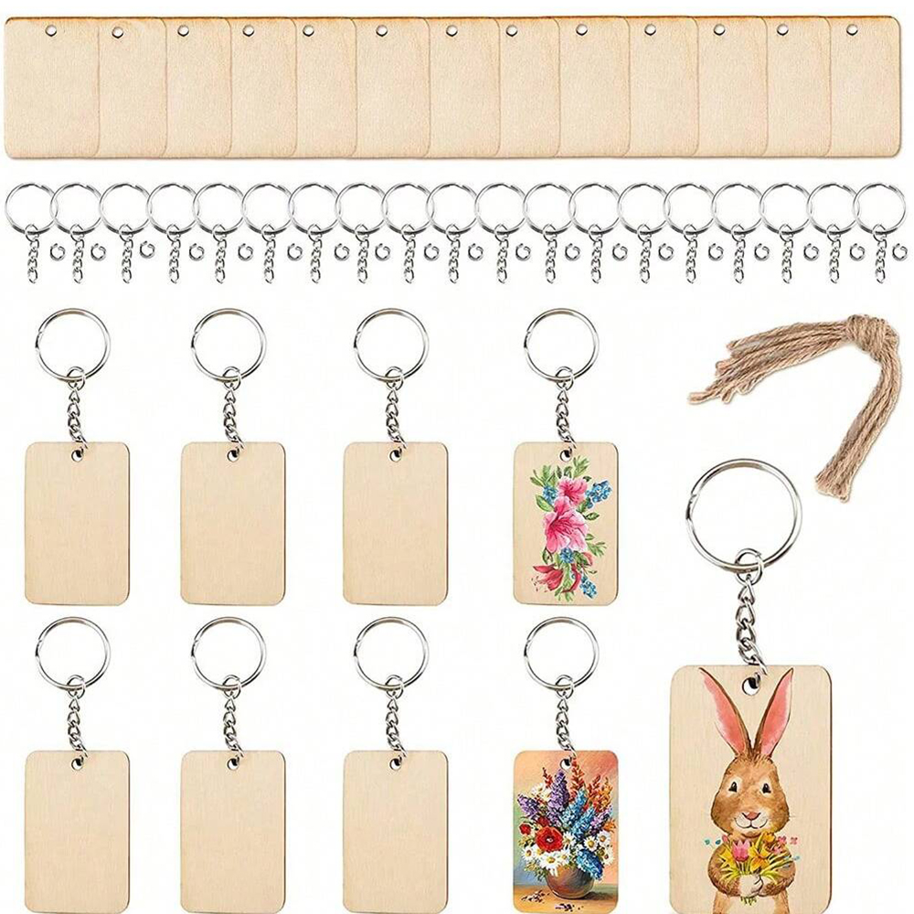 60pcs Blank Wooden Key Chains  – Wood Ring Blank Bewertung und Preis