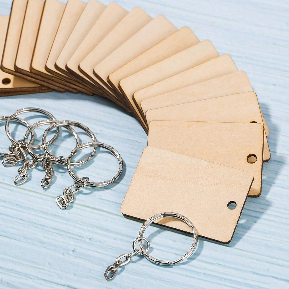 60pcs Blank Wooden Key Chains  – Wood Ring Blank Bewertung und Preis