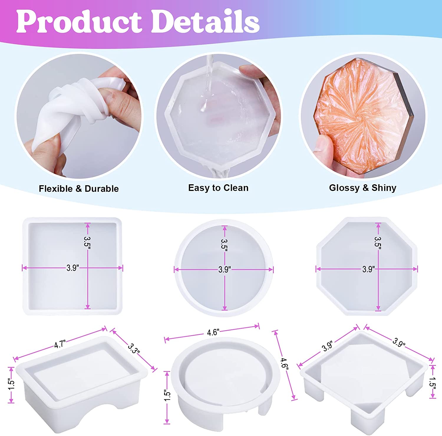 Coaster Resin Molds Silicone,  – Coaster Mold Round Bewertung und Preis